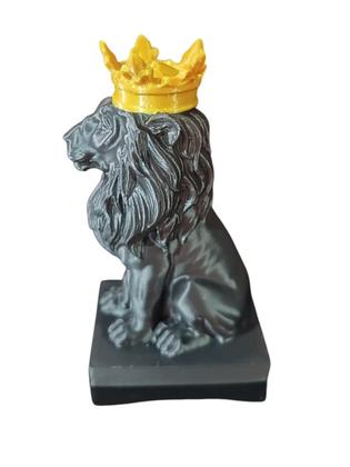 Imagem de Escultura Estátua Leão Coroa Decoração Animal