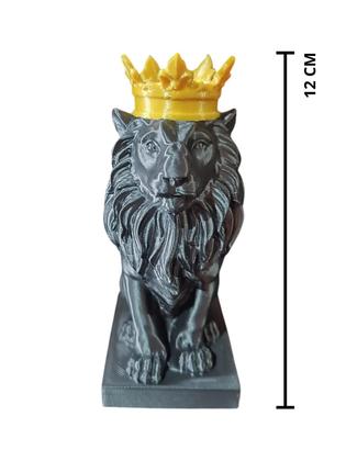 Imagem de Escultura Estátua Leão Coroa Decoração Animal