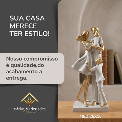 Imagem de Escultura Família Casal 2 Filhos Meninos Granito Dourado Estátua Decorativa 26cm VÁRIAS VARIEDADES
