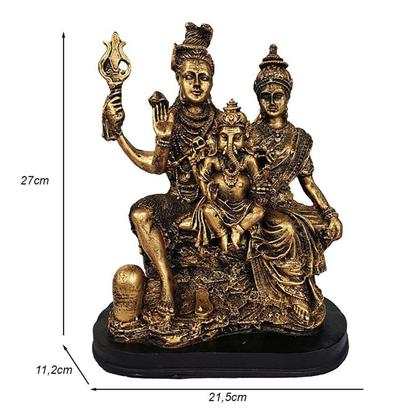 Imagem de Escultura Família Hindu Ganesha Pavati Shiva 27cm 14005