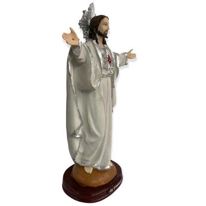 Imagem de Escultura Jesus Oxalá prata braços abertos 30 cm em resina