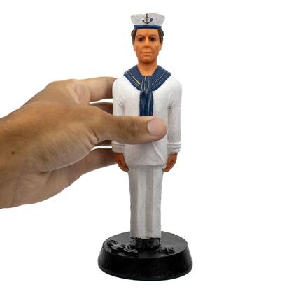 Imagem de Escultura Marinheiro Umbanda Branco e Azul 20 cm em Resina