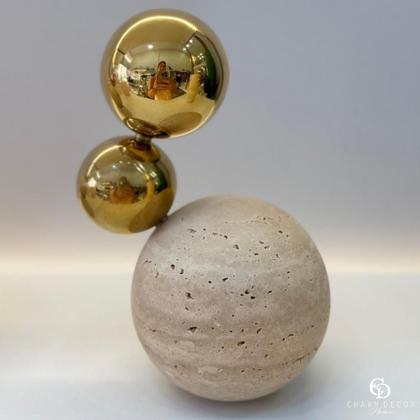 Imagem de Escultura Metal e Marmore Travertino 20x12x10cm