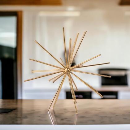 Imagem de Escultura Ouriço Decorativo em Metal Retrô Design Moderno Sofisticado 15 cm DOURADO