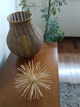 Globo Terrestre Exerz 20cm Dourado - Decorativo Educacional, Base Metálica