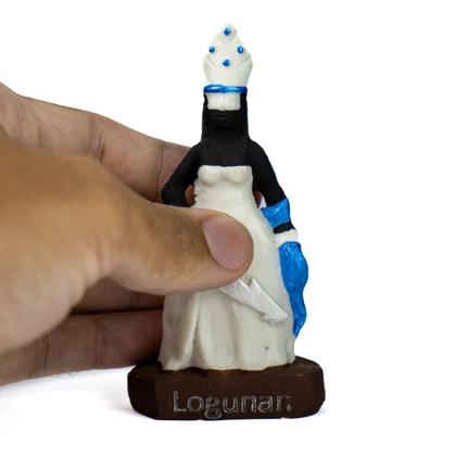 Imagem de Escultura Oyá tempo Logunan azul e branca 10cm resina