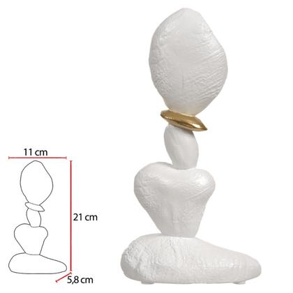 Imagem de Escultura pedras decor poliresina branco dourado 21cm
