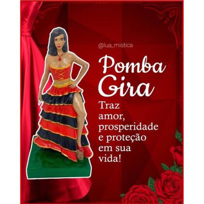 Imagem de Escultura Pomba Gira Preta Vermelha 15 cm com Crânio Resina