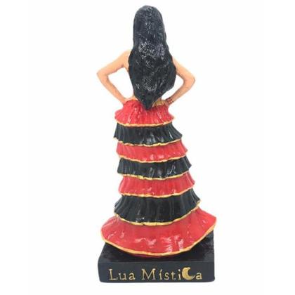 Imagem de Escultura Pomba Gira Preta Vermelha 15 cm com Crânio Resina