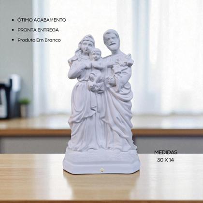 Imagem de Escultura Religiosa Sagrada Família 30 Cm Gesso Pintura Manual P/ Decoração Artesanato DIY AVB DECOR