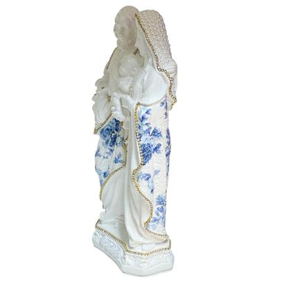 Imagem de Escultura sagrada familia em pe branca decoupada de 30cm