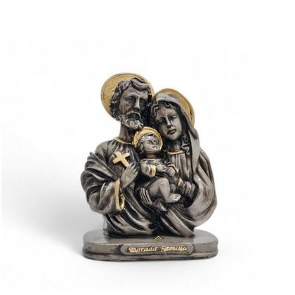 Imagem de Escultura Sagrada Família Gesso Artesanal 18cm Cinza Decoração Religiosa Católica VÁRIAS VARIEDADES