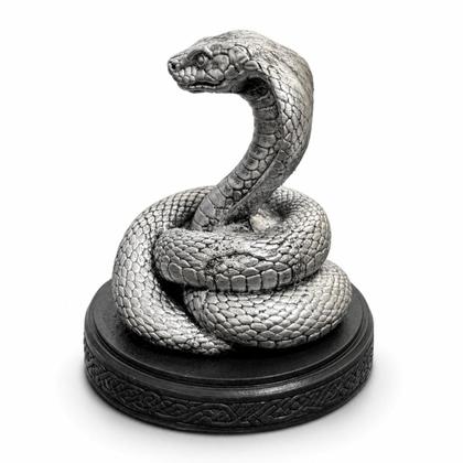 Imagem de Escultura Serpente Naja Imperial Prata 12 cm em Resina