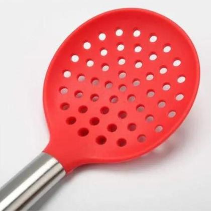 Imagem de Escumadeira Colher Espumadeira de Silicone com Cabo de Inox