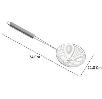 Imagem de Escumadeira de Fritura Inox Resistente 34cm Fritar Coxinhas Batata Pastel