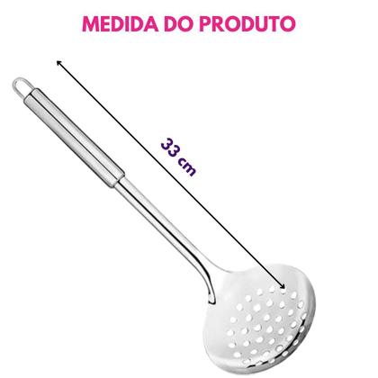 Imagem de Escumadeira Espumadeira Universal Aço Inox Premium Para Arroz Fritura Escorrer Alimento