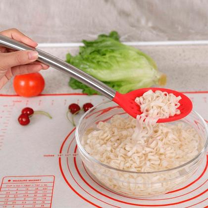 Imagem de Escumadeira Silicone Aço Inox Vermelha Utensílios 10x35cm