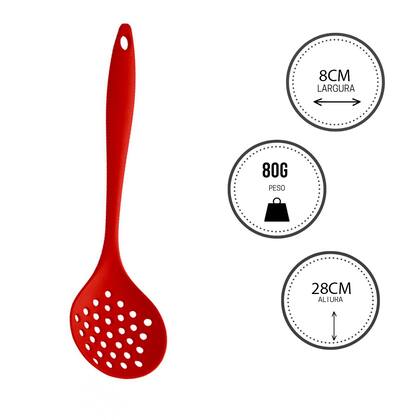Imagem de Escumadeira Silicone Vazada P/ Frituras Utensílio Cozinha 