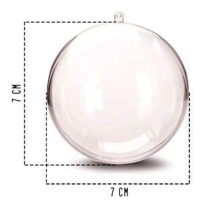 Esfera Bola Transparente Acrílico 7cm Com Corrente Bolinha 50 Unidades - RUSSO ART Imagem de Esfera Bola Transparente Acrílico 7cm Com Corrente Bolinha 50 Unidades