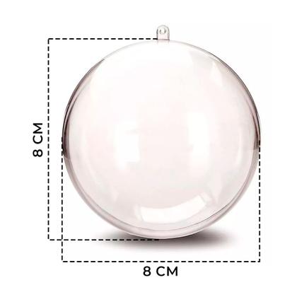 Imagem de Esfera Transparente Acrílica Grande 8cm Redonda Bolinha 80 Unidades