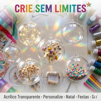 Imagem de Esferas Bola De Acrílico Transparente Natal Decoração 20un 7cm + 30un 5cm