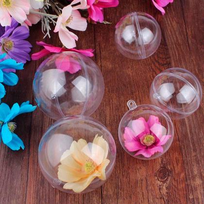 Imagem de Esferas Bolas Acrílicas Transparentes 5cm + 7cm Para Natal Com 40 Unidades