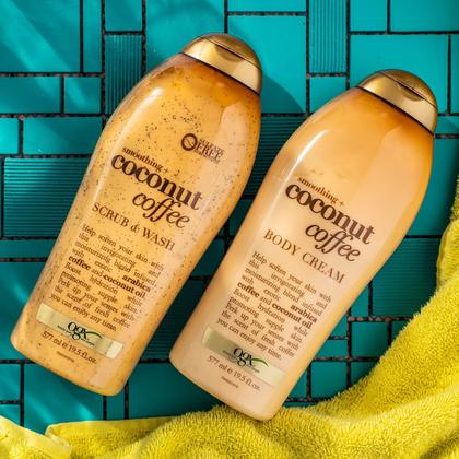 Imagem de Esfoliante corporal e creme corporal OGX Smoothing Coconut Coffee