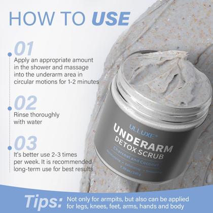 Imagem de Esfoliante de desintoxicação axilar ulluxe com carvão vegetal 225 ml para mulheres e homens