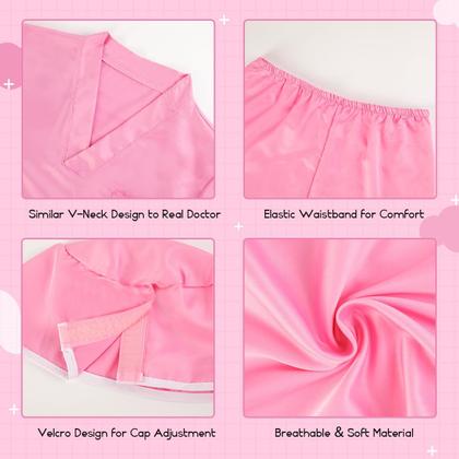 Imagem de Esfoliante infantil Doctor Costume Meland para meninas com jaleco rosa