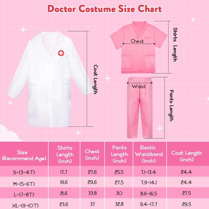 Imagem de Esfoliante infantil Doctor Costume Meland para meninas com jaleco rosa