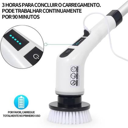 Imagem de Esfregador giratório elétrico escova de limpeza elétrica vem com 9 cabeças de substituição diferentes Esfregão telescópi