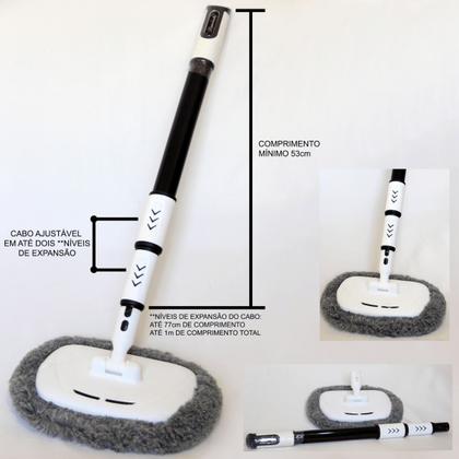 Imagem de Esfregão Automotivo Micro Fibra Limpeza Lavagem Prática Com Cabo Extensível Multi-uso Para Carros e