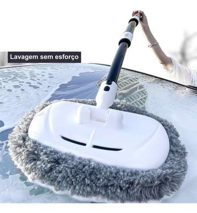 Imagem de Esfregão Automotivo Micro Fibra Limpeza Lavagem Prática Com Cabo Extensível Multi-uso Para Carros e