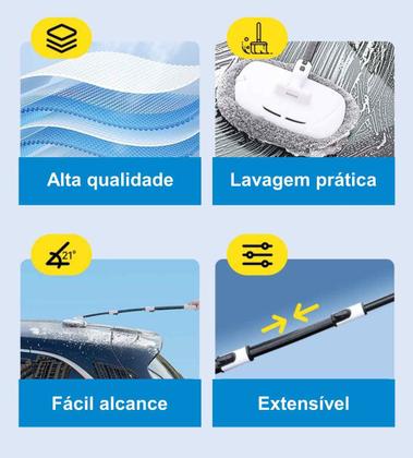 Imagem de Esfregão Automotivo Micro Fibra Limpeza Lavagem Prática Com Cabo Extensível Multi-uso Para Carros e