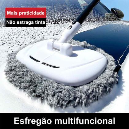 Imagem de Esfregão Automotivo Micro Fibra Limpeza Lavagem Prática Com Cabo Extensível Multi-uso Para Carros e