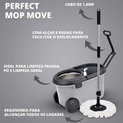 Imagem de Esfregão Balde Perfect Mop Move - 3refis Com Roda E Alça