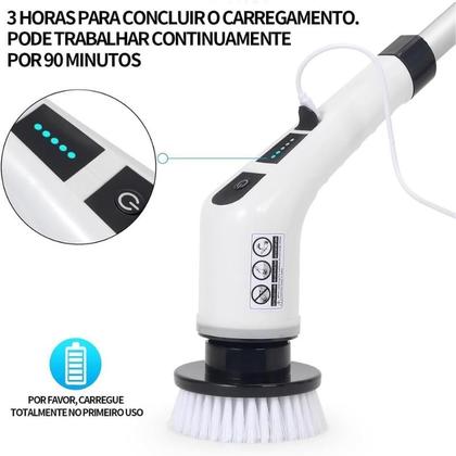 Imagem de Esfregão Elétrico 9 Em 1 Sem fio Escova De Limpeza Pesada Multiuso 360 Recarregável Giratória