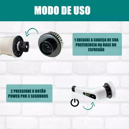 Imagem de Esfregão Elétrico Mop Escova Limpeza Giratoria Multiuso Chão e teto