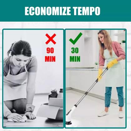 Imagem de Esfregão Elétrico Mop Escova Limpeza Giratoria Multiuso Chão e teto
