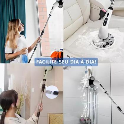 Imagem de Esfregão Elétrico Sem Fio Mop Multiuso Limpeza Cantos Frisos Banheiro Piso com Extensão para Cabo