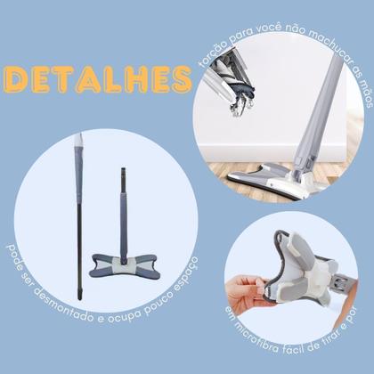 Imagem de Esfregão Giratório Lava E Seca Torção Microfibra Multiuso Limpeza de Piso Cozinha Limpa Rodo Mágico 360