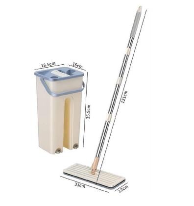 Imagem de Esfregao mop flat balde duplo rodo multiuso magico vassoura limpeza de piso cabo extensivel inox lava seca refil