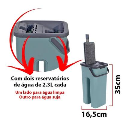 Imagem de Esfregão Mop Flat Dobrável com Balde e 2 Refis