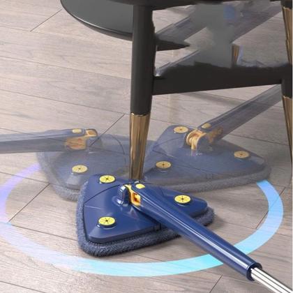 Imagem de Esfregão Mop Triangular 130cm Microfibra Rodo Limpador Giratório Mop 360 Limpa Cantos Vidro