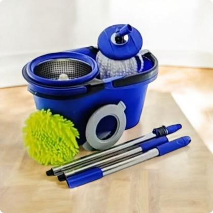 Imagem de Esfregão Perfect Flash Mop Giratório Inox 360 Balde Grande 14l Com 4 Refis + Acessorios Rodo Limpeza