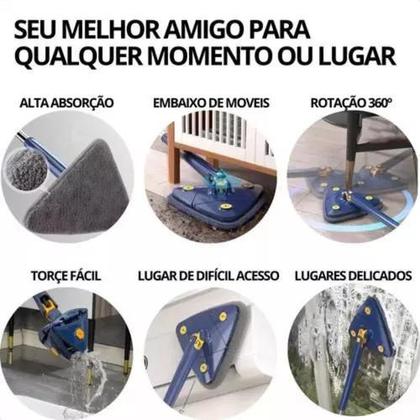 Imagem de Esfregão Triangular Rodo Limpador Giratório Mop para Limpeza 360