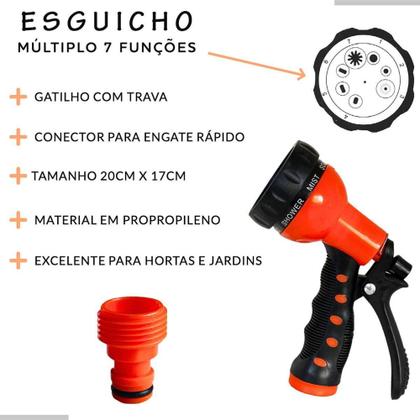 Esguicho Para Mangueira Jato Múltiplo 7 Funções 20x7cm Bestfer