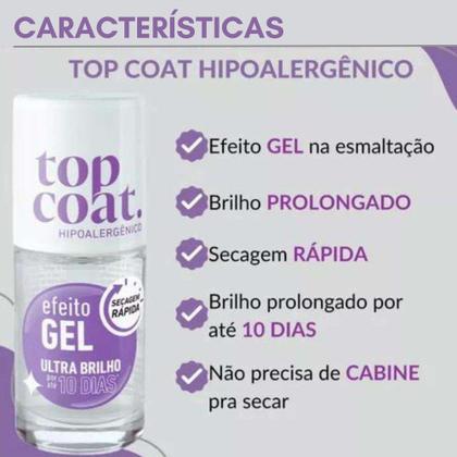 Imagem de Esmalte Blant Top Coat Efeito Gel Ultra Brilho 8,5Ml