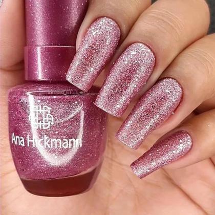 Imagem de Esmalte Coleção Ana Hickmann Glitter Rosa Pink Star Cremoso 9ml