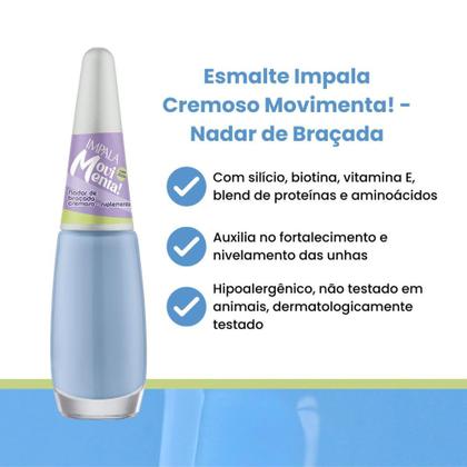 Imagem de Esmalte Cremoso Azul Nadar De Bracada Movimenta Impala Unhas